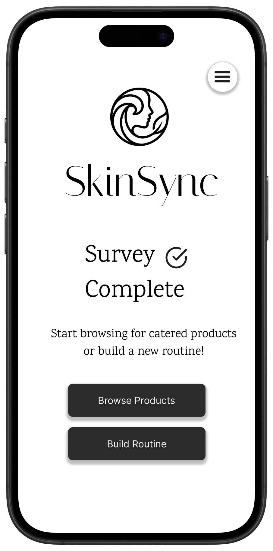Survey completion screen.